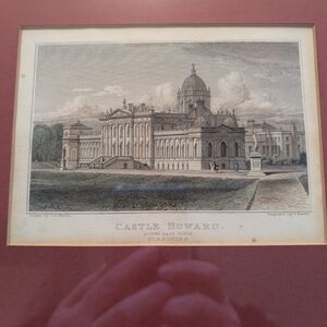Antique Print Of Castle Howard Hand Engraved And Colored.